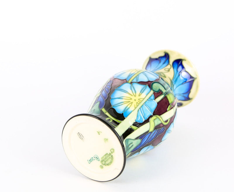 MOORCROFT POTTERY 'ENTWINED' 2007 EMMA BOSSONS BLUE FLORAL FLOWER BALUSTER VASE