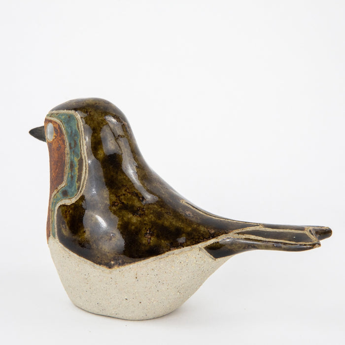 ROSEMARY WREN, OXSHOTT POTTERY - ROBIN, 1984 STUDIO ART BIRD FIGURE MODEL