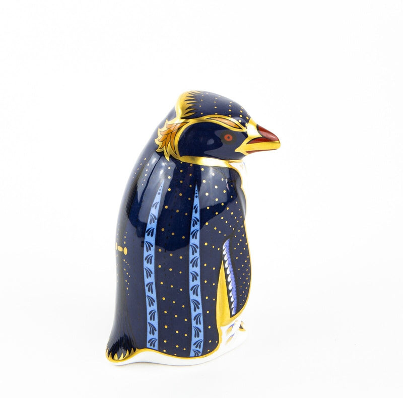 ROYAL CROWN DERBY ’ROCKHOPPER PENGUIN' PAPERWEIGHT FIGURE MODEL & GOLD STOPPER