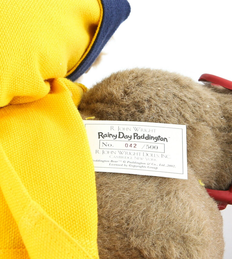 R JOHN WRIGHT - 'RAINY DAY PADDINGTON' LIMITED EDITION TEDDY BEAR, BOXED & COA