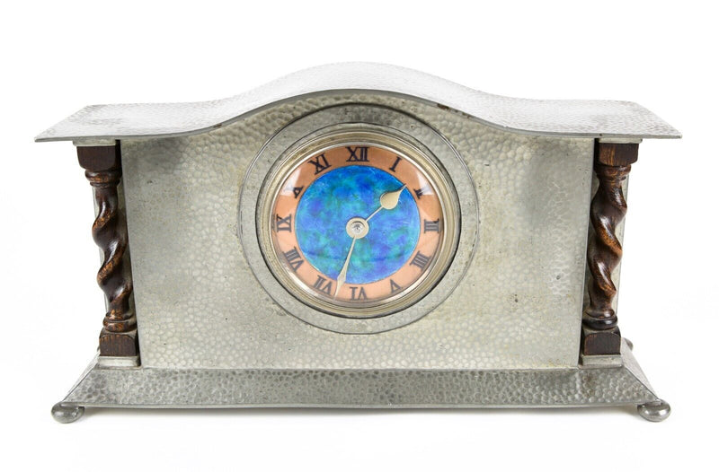 LIBERTY & Co. - TUDRIC PEWTER MANTEL CLOCK TIMEPIECE ENAMEL DIAL No. 01126B