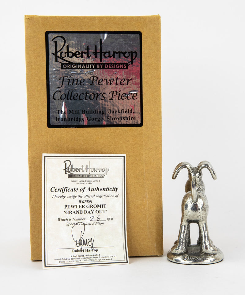 ROBERT HARROP 'PEWTER GROMIT' WALLACE & GROMIT FIGURE MODEL WGPE01, BOXED