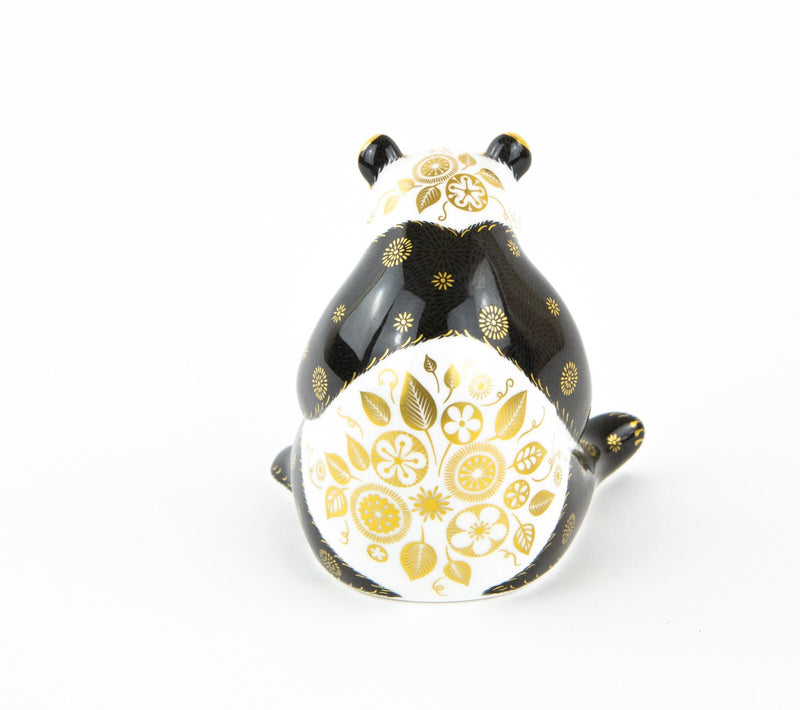 ROYAL CROWN DERBY ’GIANT PANDA' PAPERWEIGHT FIGURE MODEL & GOLD STOPPER