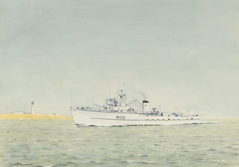 ERIC TUFNELL, 'HMS HUMBER', MARINE NAVEL STUDY, ORIGINAL WATERCOLOUR, SIGNED