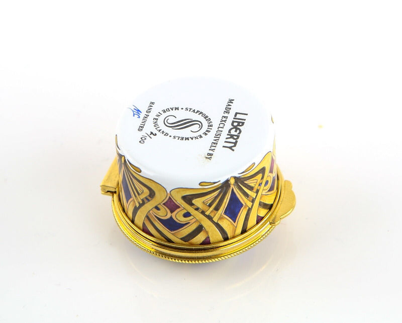STAFFORDSHIRE LIBERTY ART DECO PATTERN 2/100 ENAMEL TRINKET PILL JEWELLERY BOX