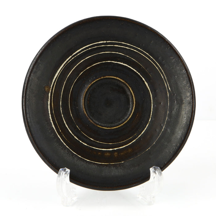 LUCIE RIE & HANS COPER - BROWN MANGANESE STONEWARE STUDIO POTTERY DISH c.1952