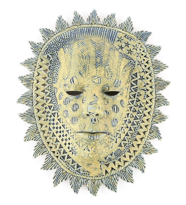 ALASDAIR NEIL MACDONELL - STUDIO ART POTTERY LARGE SUN GOD FACE MASK WALL PLAQUE