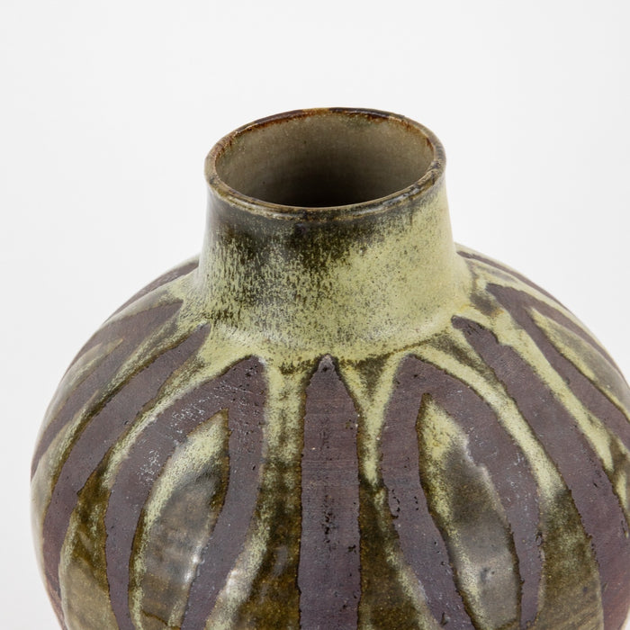 ROSEMARY WREN, OXSHOTT POTTERY - STUDIO ART STONEWARE BALUSTER VASE, SIGNED