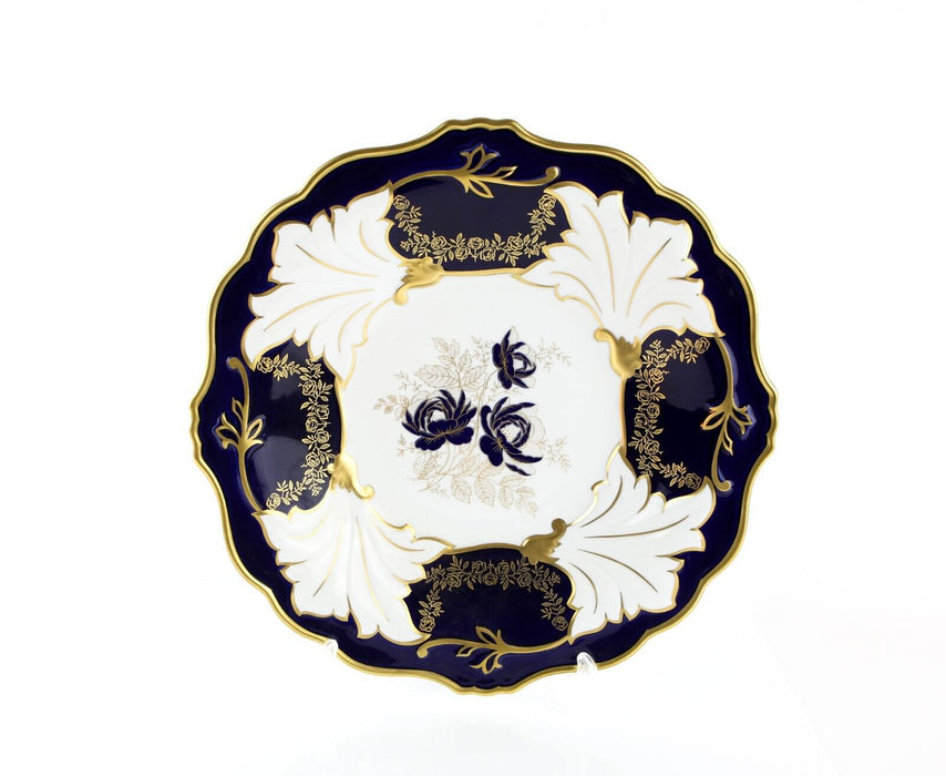 WEIMAR, GERMANY - 'JUTTA' BLUE AND GOLD FLORAL LARGE PLATE BOWL