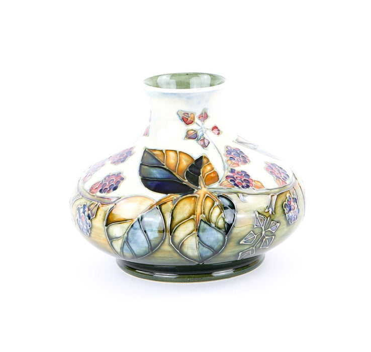 MOORCROFT POTTERY 'BRAMBLE' SALLY TUFFIN BLACKBERRIES NETTLES FLOWERS SQUAT VASE