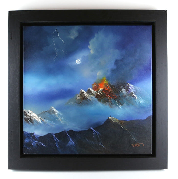 PHILIP GRAY, 'VOLCANO BY MOONLIGHT', LARGE ORIGINAL OIL PAINTING, SIGNED