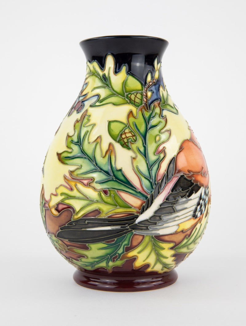 MOORCROFT POTTERY 'INGLEWOOD' 2002 PHILIP GIBSON SONG THRUSH JAY BIRD VASE