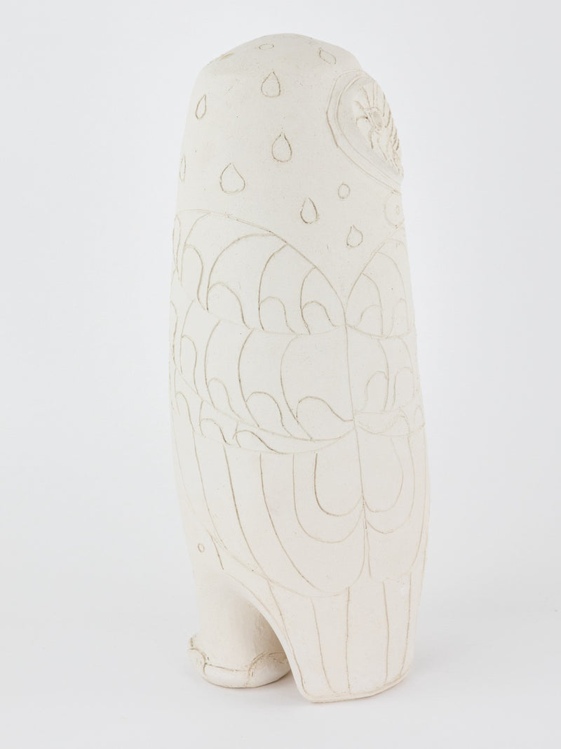 ROSEMARY WREN, OXSHOTT POTTERY - OWL, LARGE UNGLAZED FIGURE MODEL, SIGNED
