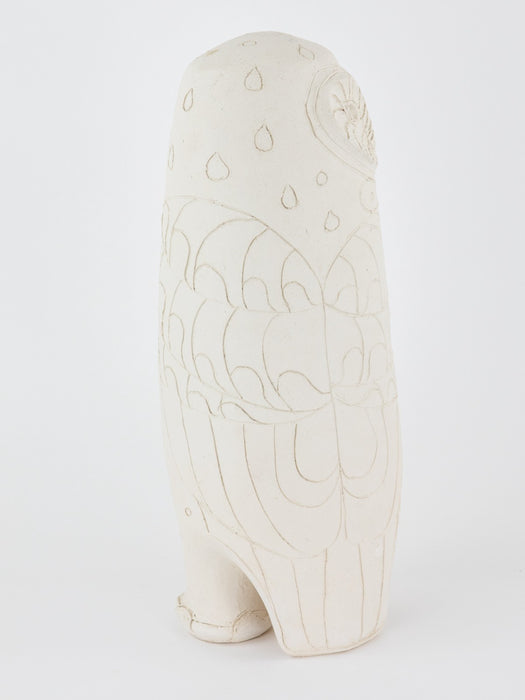 ROSEMARY WREN, OXSHOTT POTTERY - OWL, LARGE UNGLAZED FIGURE MODEL, SIGNED