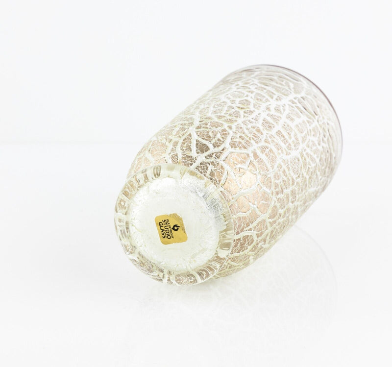 TIMOTHY HARRIS FOR ISLE OF WIGHT 'CRIZZLE' CLEAR/GOLD GLASS CYLINDER VASE