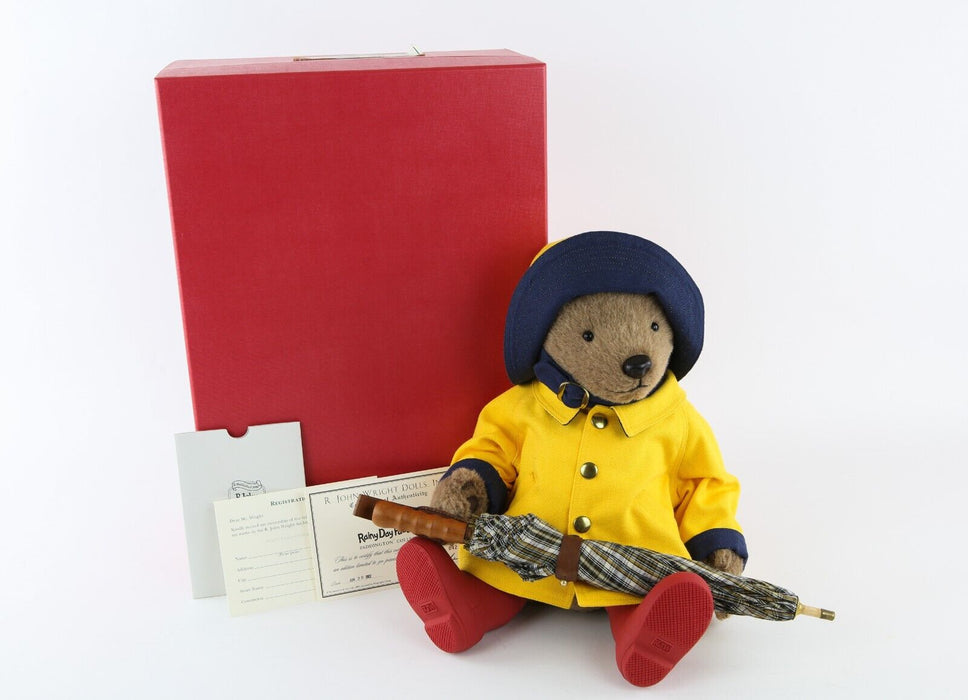 R JOHN WRIGHT - 'RAINY DAY PADDINGTON' LIMITED EDITION TEDDY BEAR, BOXED & COA