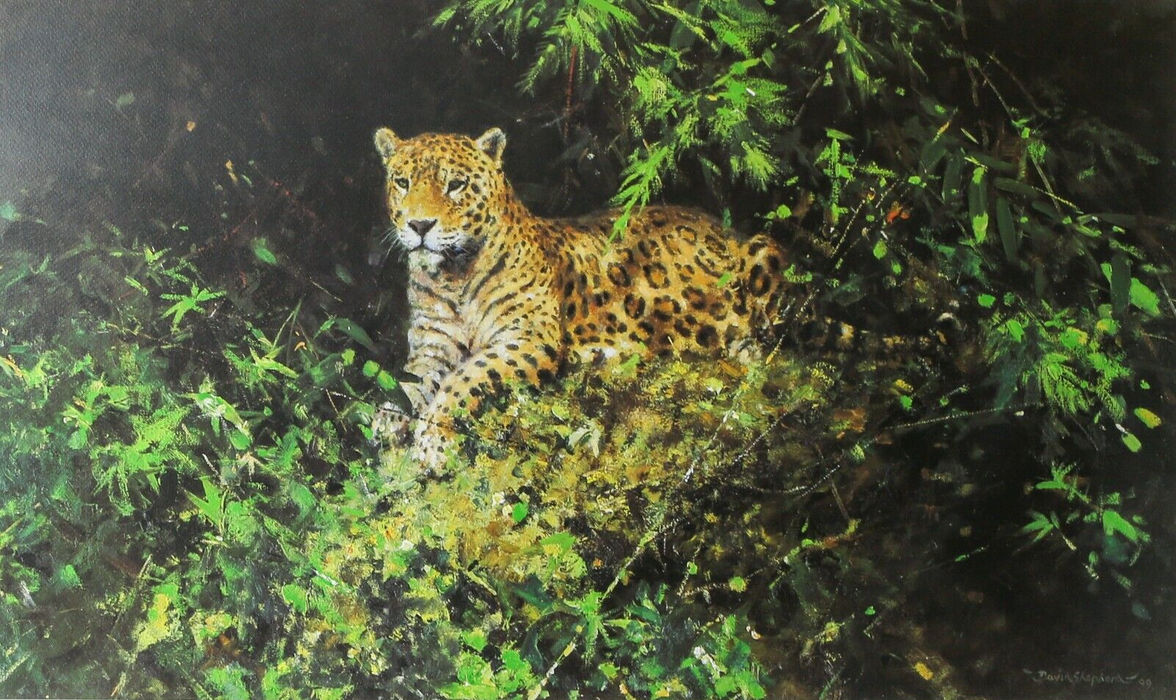 DAVID SHEPHERD 'JAGUAR' LARGE LIMITED EDITION PRINT 123/850, SIGNED