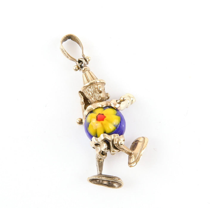 9ct GOLD BEADED CLOWN FIGURE PENDANT CHARM, 2.6g, HALLMARKED