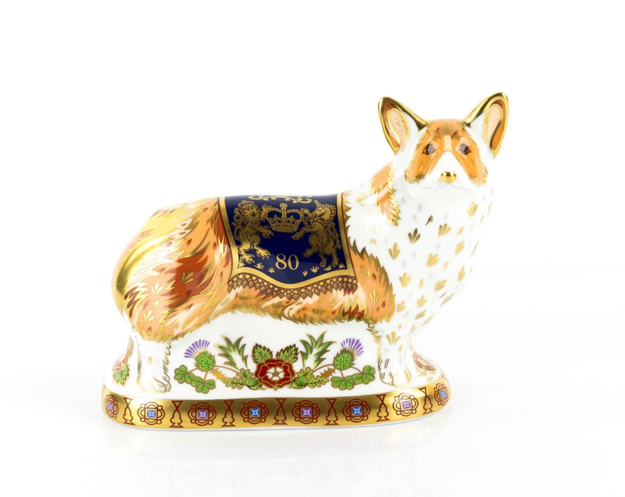 ROYAL CROWN DERBY 'ROYAL WINDSOR CORGI' LIMITED EDITION DOG PAPERWEIGHT & COA