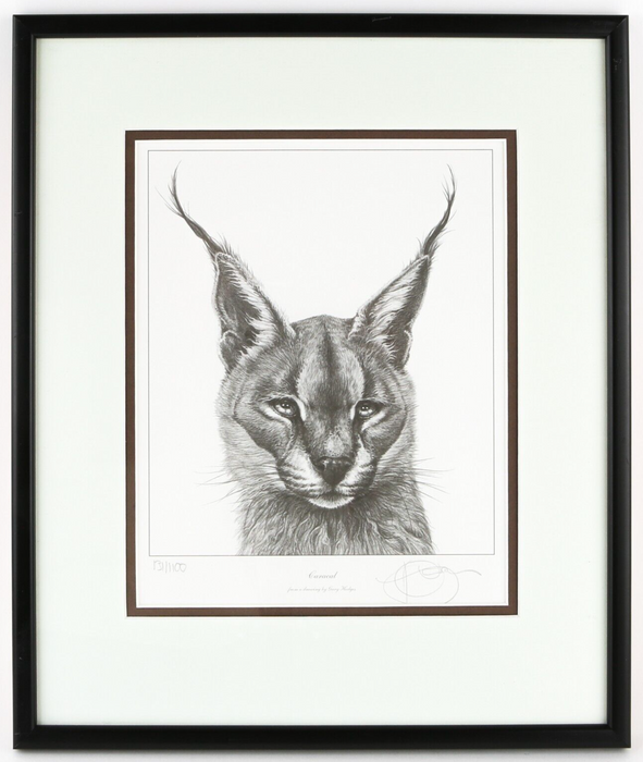 GARY HODGES 'CARACAL' LIMITED EDITION WILDLIFE ANIMAL PRINT 131/1100, SIGNED