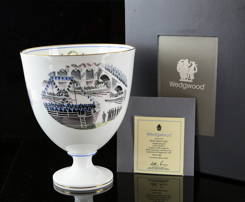 ERIC RAVILIOUS, WEDGWOOD 'BOAT RACE' LARGE GOBLET VASE 30/250, BOXED & COA