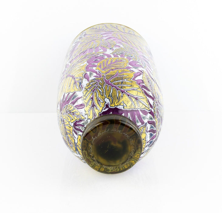 TIMOTHY HARRIS FOR ISLE OF WIGHT 'PURPLE LEAVES' 2012 GRAAL GLASS VASE, SIGNED