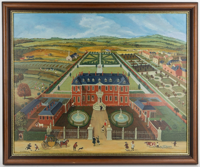 MARGARET LOXTON, 'BURLINGTON HOUSE, MAYFAIR c.1700', LARGE OIL PAINTING, SIGNED