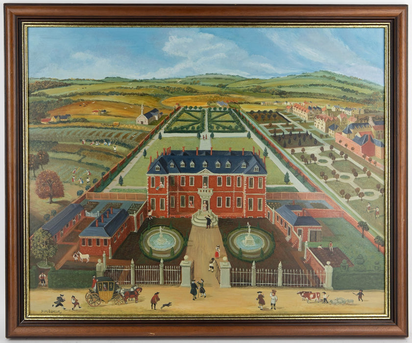 MARGARET LOXTON, 'BURLINGTON HOUSE, MAYFAIR c.1700', LARGE OIL PAINTING, SIGNED
