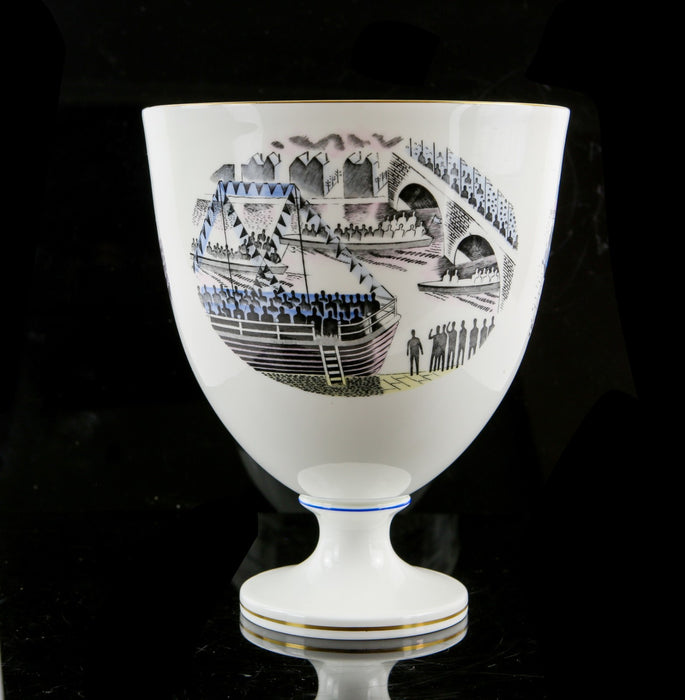 ERIC RAVILIOUS, WEDGWOOD 'BOAT RACE' LARGE GOBLET VASE 30/250, BOXED & COA