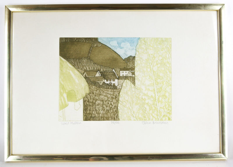 JOHN BRUNSDON, 'WEST MILTON', LIMITED EDITION ETCHING PRINT 35/150, SIGNED