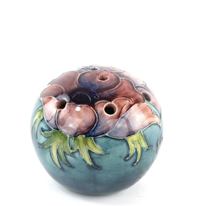 MOORCROFT POTTERY 'ANAMONE' FLORAL FLOWER PATTERN POT POURRI BALL POMANDER VASE