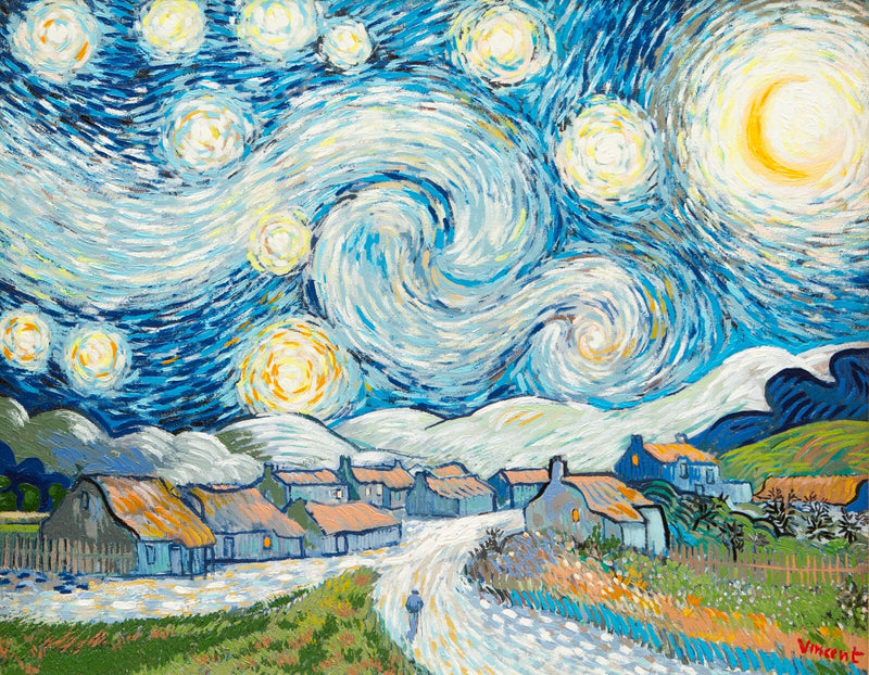 JOHN MYATT 'STARRY NIGHT' VINCENT VAN GOGH LIMITED EDITION CANVAS PRINT, SIGNED