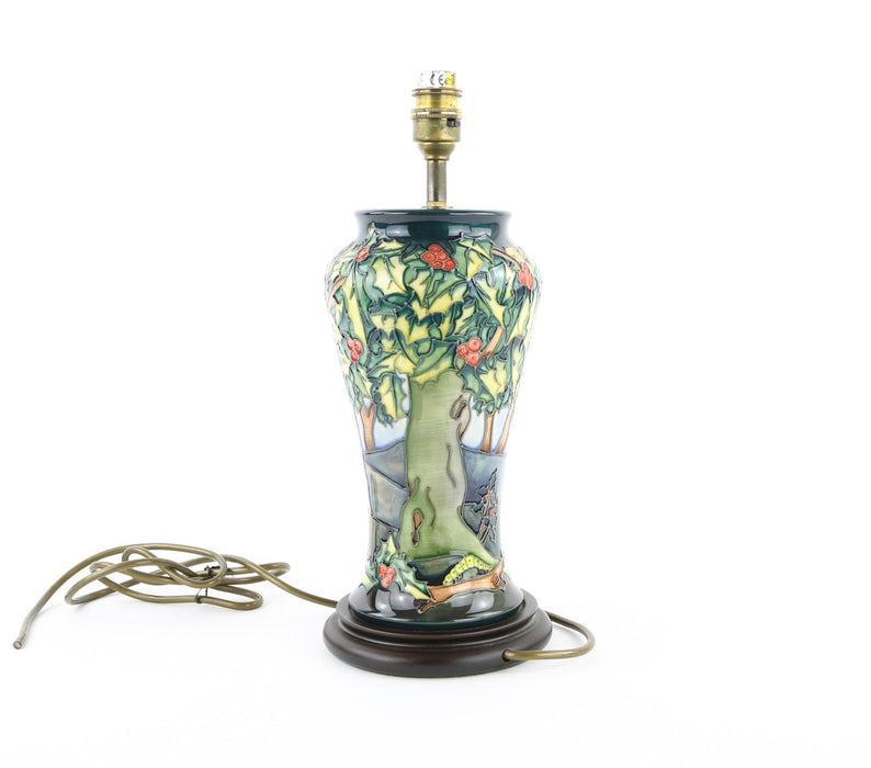 MOORCROFT POTTERY 'HOLLY HATCH' PHILIP GIBSON LARGE FLORAL TABLE LAMP VASE