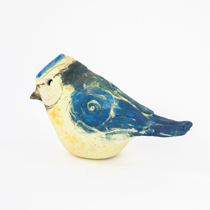 ROSEMARY WREN, OXSHOTT POTTERY - BLUE TIT, STUDIO ART BIRD FIGURE MODEL, SIGNED