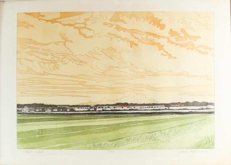 JOHN BRUNSDON, 'SUFFOLK SCENE', LIMITED EDITION ETCHING & AQUATINT PRINT, SIGNED
