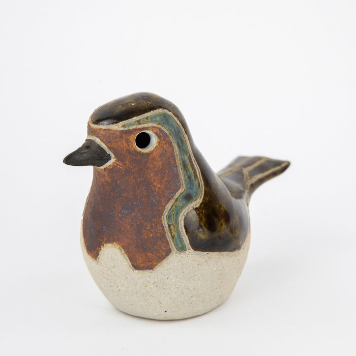 ROSEMARY WREN, OXSHOTT POTTERY - ROBIN, 1984 STUDIO ART BIRD FIGURE MODEL