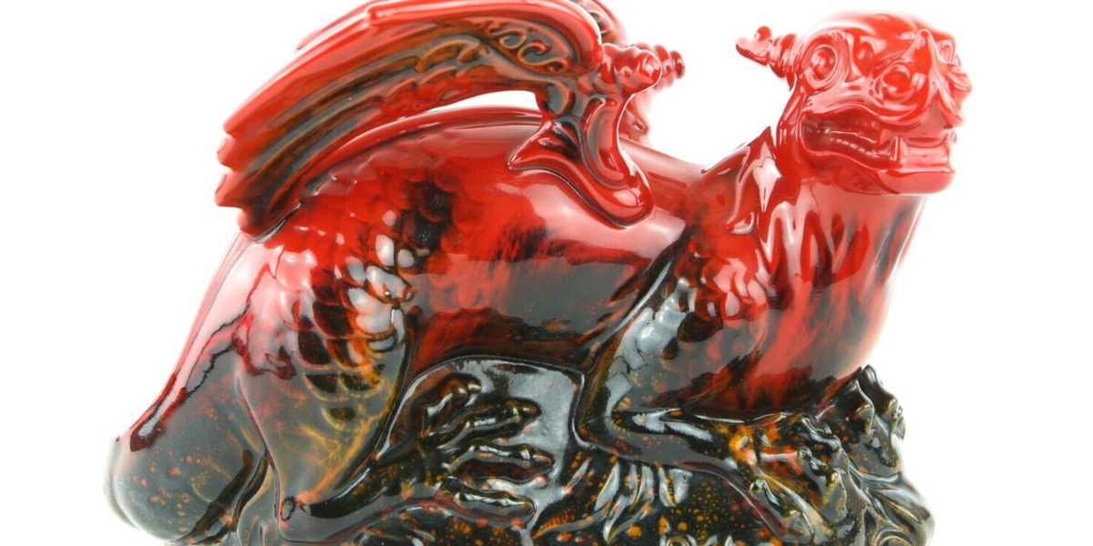 John Bromley For Royal Doulton - Large Flambe Veined Dragon Figure