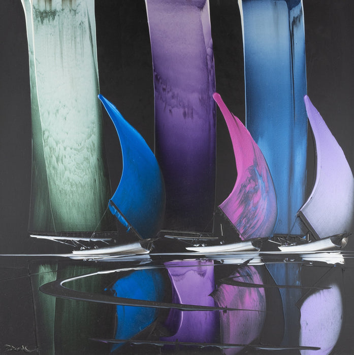 DUNCAN MACGREGOR, 'MIDNIGHT SAILING VI', BOAT YACHT SEASCAPE PAINTING, SIGNED