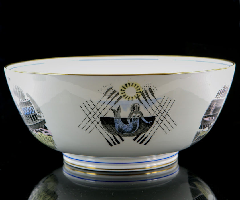 ERIC RAVILIOUS, WEDGWOOD 'BOAT RACE' LARGE CENTREPIECE BOWL 1/250, BOXED & COA