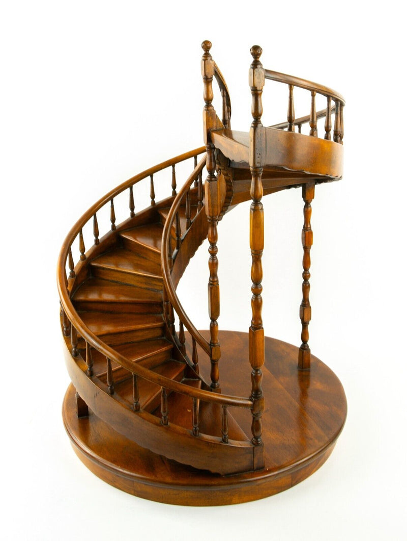 THEODORE ALEXANDER, VARNISHED HARDWOOD SPIRAL STAIRCASE SCALE MODEL DISPLAY 61cm