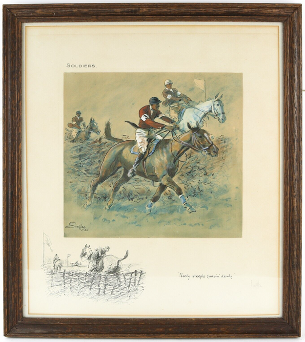 SNAFFLES, CHARLES JOHNSON PAYNE 'SOLDIERS', STEEPLE CHASIN DEVILS, PRINT, SIGNED