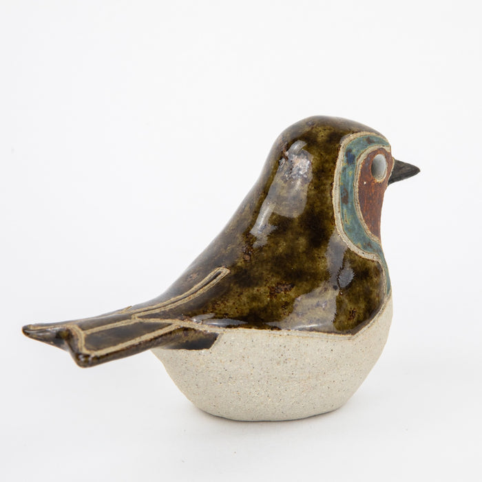 ROSEMARY WREN, OXSHOTT POTTERY - ROBIN, 1984 STUDIO ART BIRD FIGURE MODEL