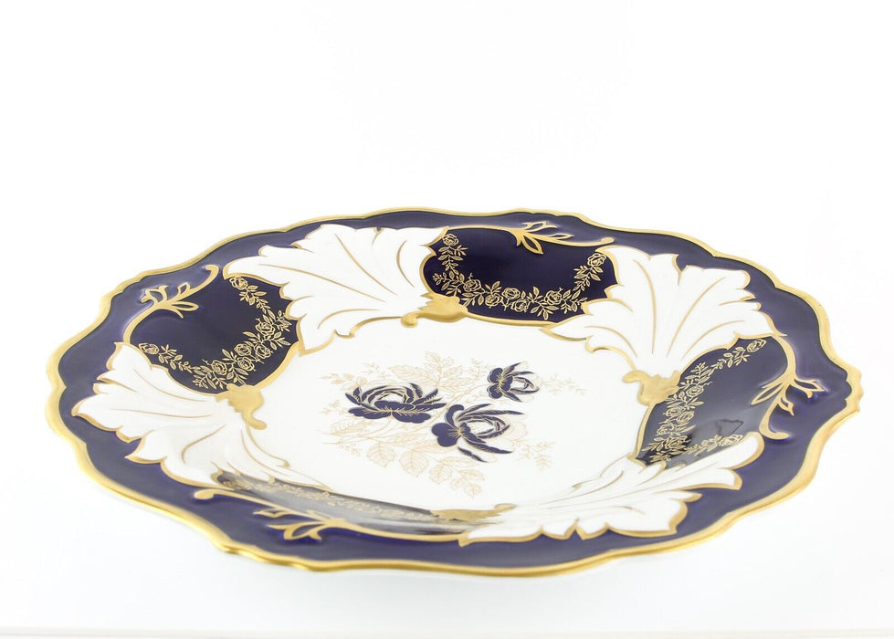 WEIMAR, GERMANY - 'JUTTA' BLUE AND GOLD FLORAL LARGE PLATE BOWL