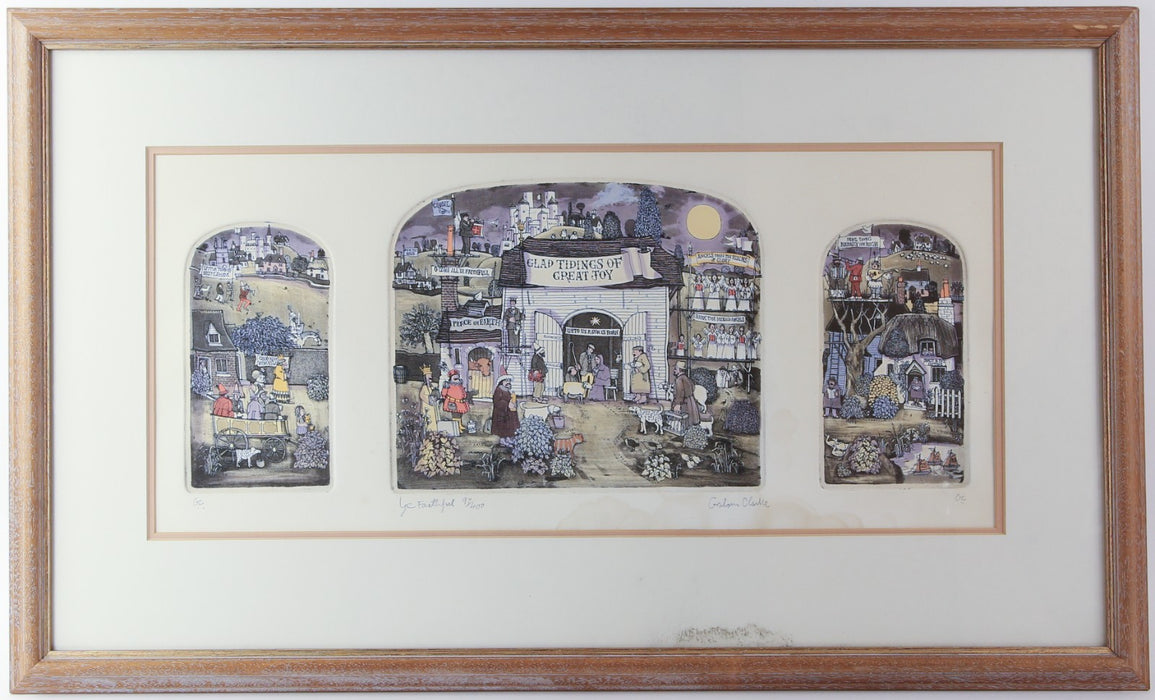 GRAHAM CLARKE 'YE FAITHFUL' LIMITED EDITION TRIPTYCH ETCHING PRINT 97/400 SIGNED