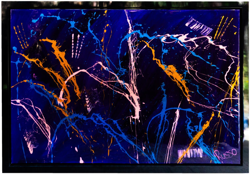 ANTONIO RUSSO, 'FIREWORKS AT DUSK - KANYE WEST', LARGE ABSTRACT ACRYLIC PAINTING