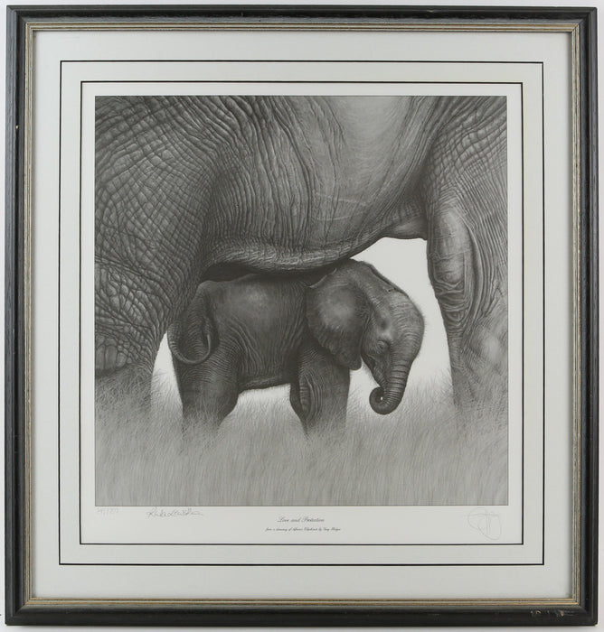 GARY HODGES 'LOVE AND PROTECTION' LIMITED EDITION ELEPHANT PRINT 845/850, SIGNED