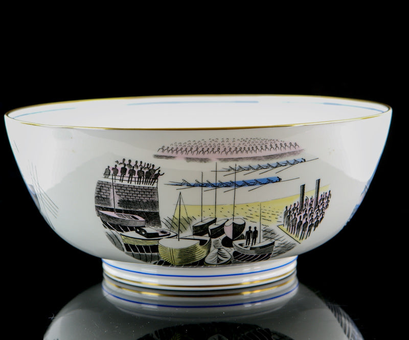 ERIC RAVILIOUS, WEDGWOOD 'BOAT RACE' LARGE CENTREPIECE BOWL 1/250, BOXED & COA