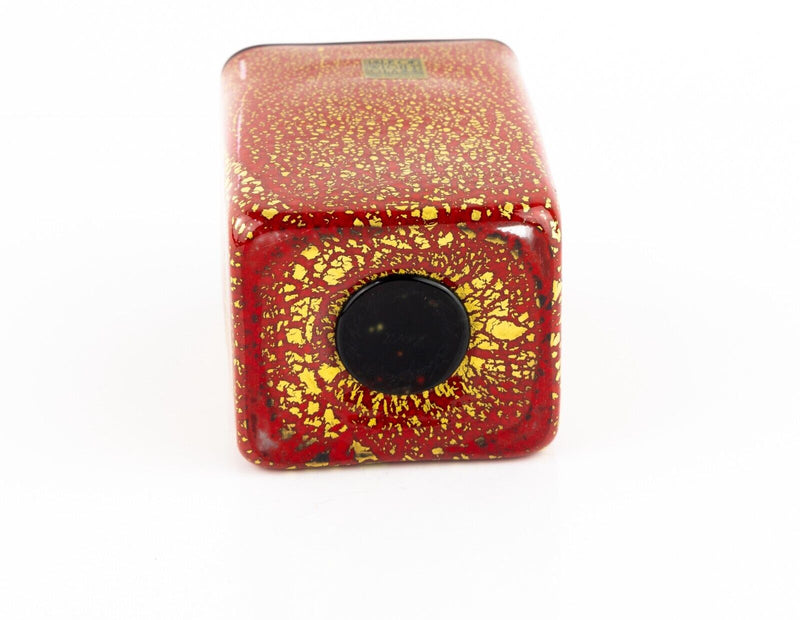 TIMOTHY HARRIS FOR ISLE OF WIGHT 'CHRISTMAS CRACKER' GLASS SQUARE VASE, SIGNED