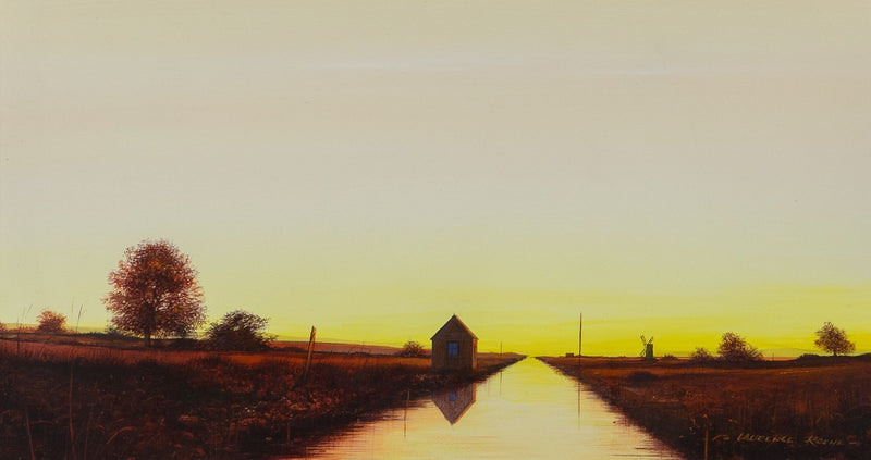 LAURENCE ROCHE, 'EVENING LIGHT', 1988 ABANDONED SCENE, ORIGINAL PAINTING, SIGNED
