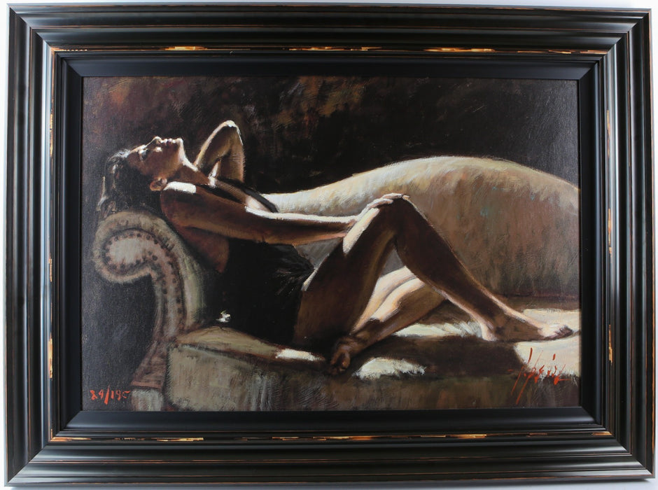FABIAN PEREZ 'PAOLA ON THE COUCH' LARGE LIMITED EDITION CANVAS PRINT 84/195 COA